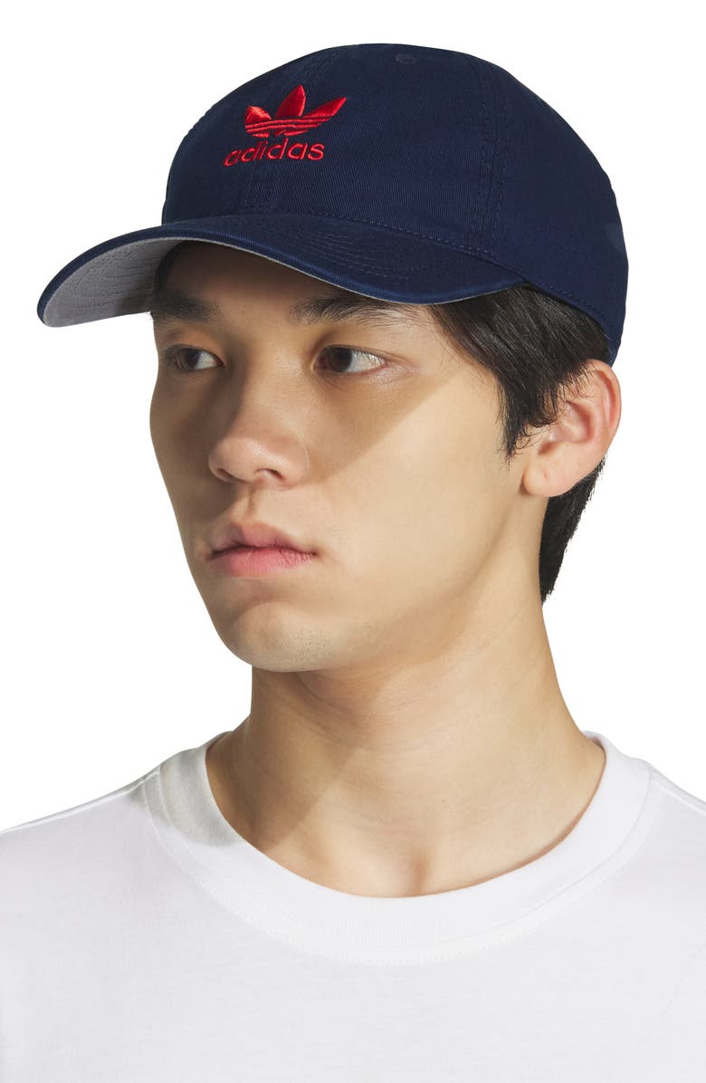 adidas Originals Relaxed Baseball Cap, Alternate, color, Night Indigo/ Better Scarlet
