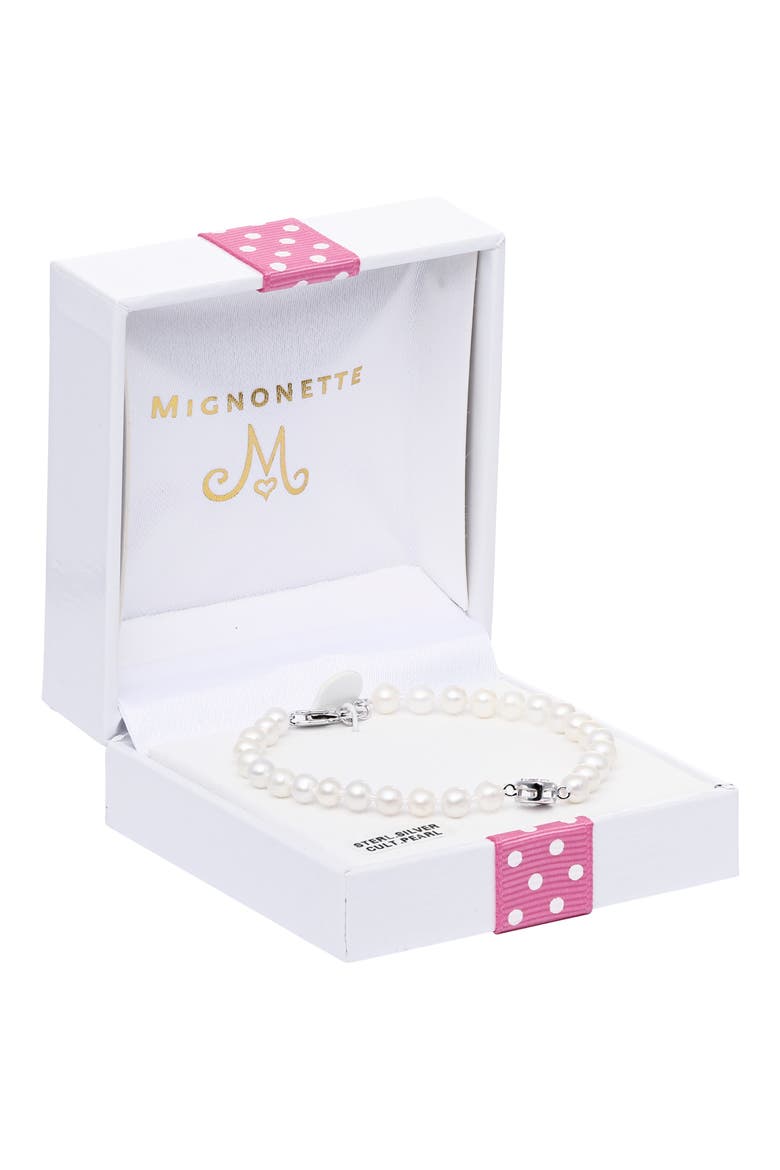 Kids' Heart Freshwater Pearl Bracelet, Alternate, color, WHITE