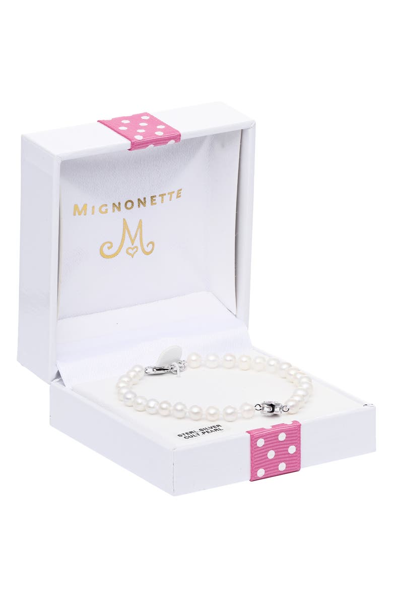 Mignonette Kids' Heart Freshwater Pearl Bracelet, Alternate, color, White