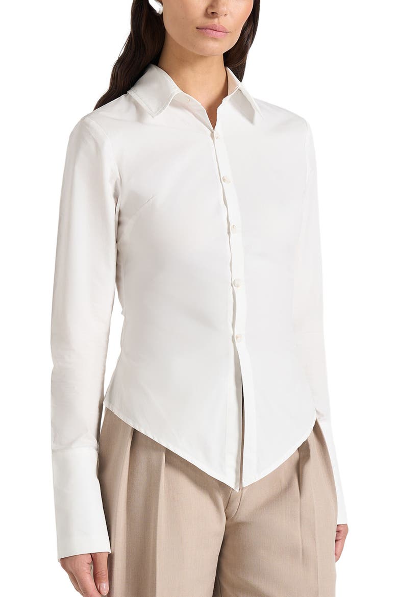 Sonia Tailored Cotton Cinch Shirt, Alternate, color, Off White