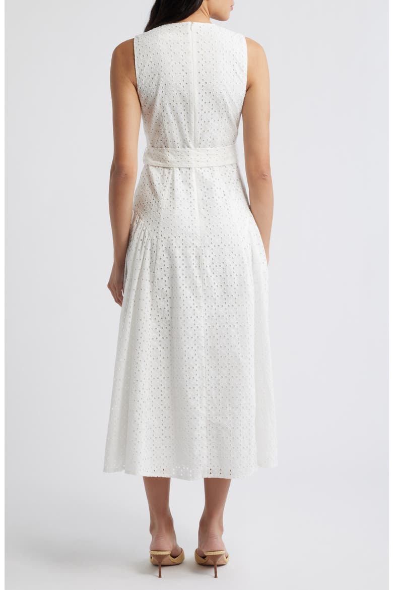 Eyelet Belted Sleeveless Maxi Dress, Alternate, color, IVORY