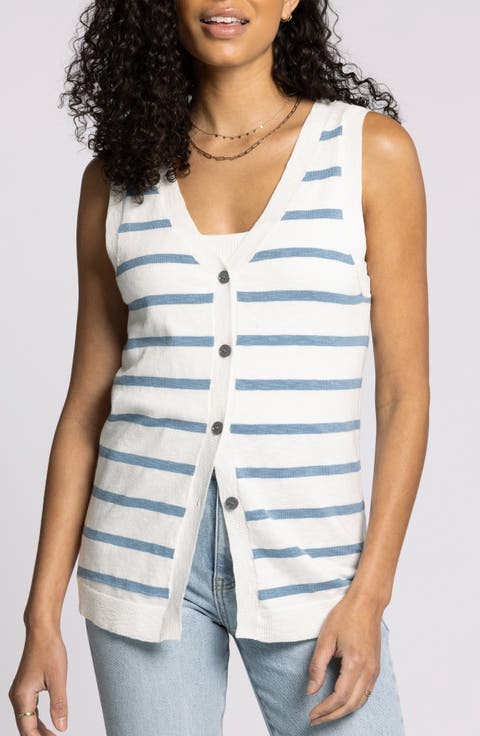 Draper Stripe Cotton Blend Sweater Vest