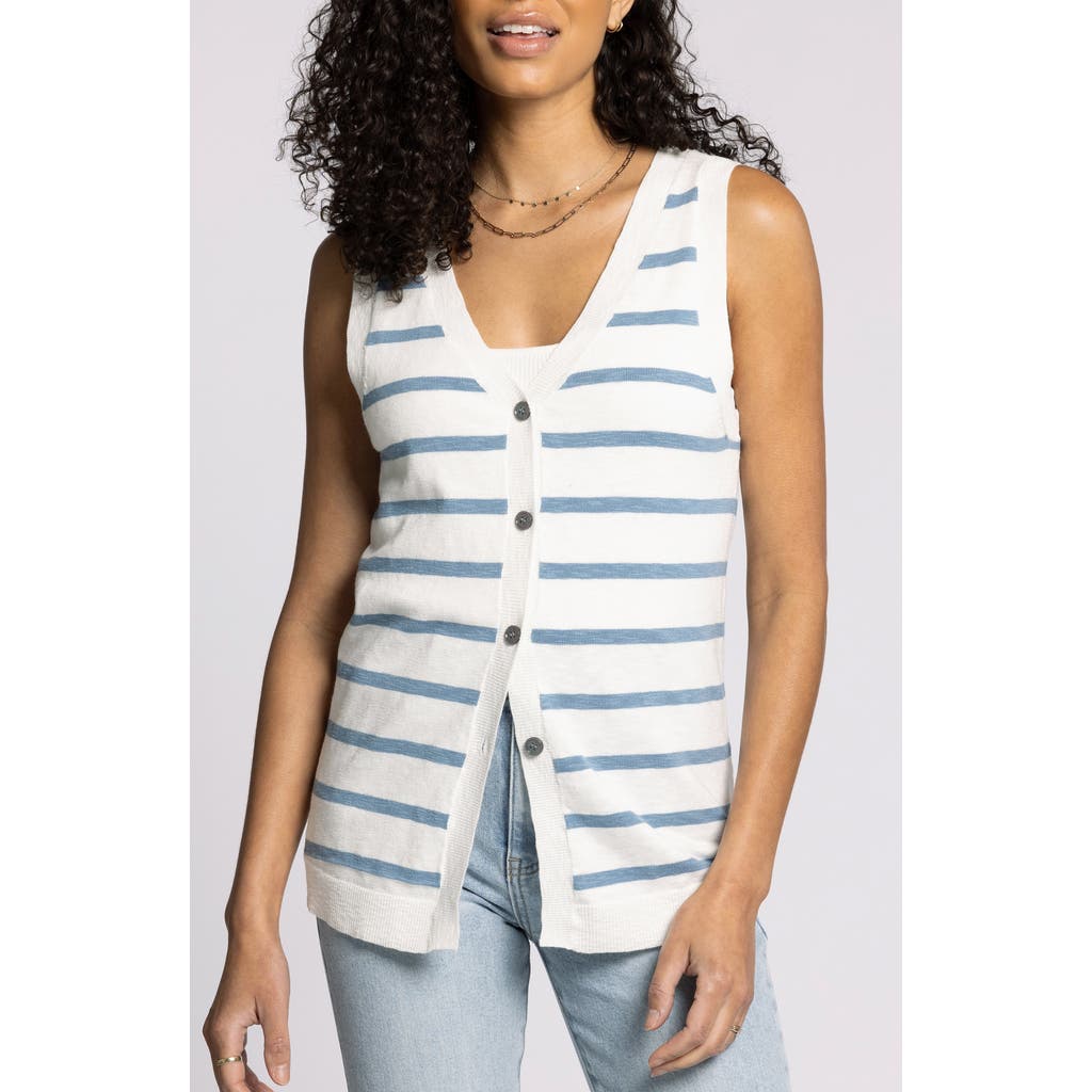 Thread & Supply Draper Stripe Cotton Blend Sweater Vest In White