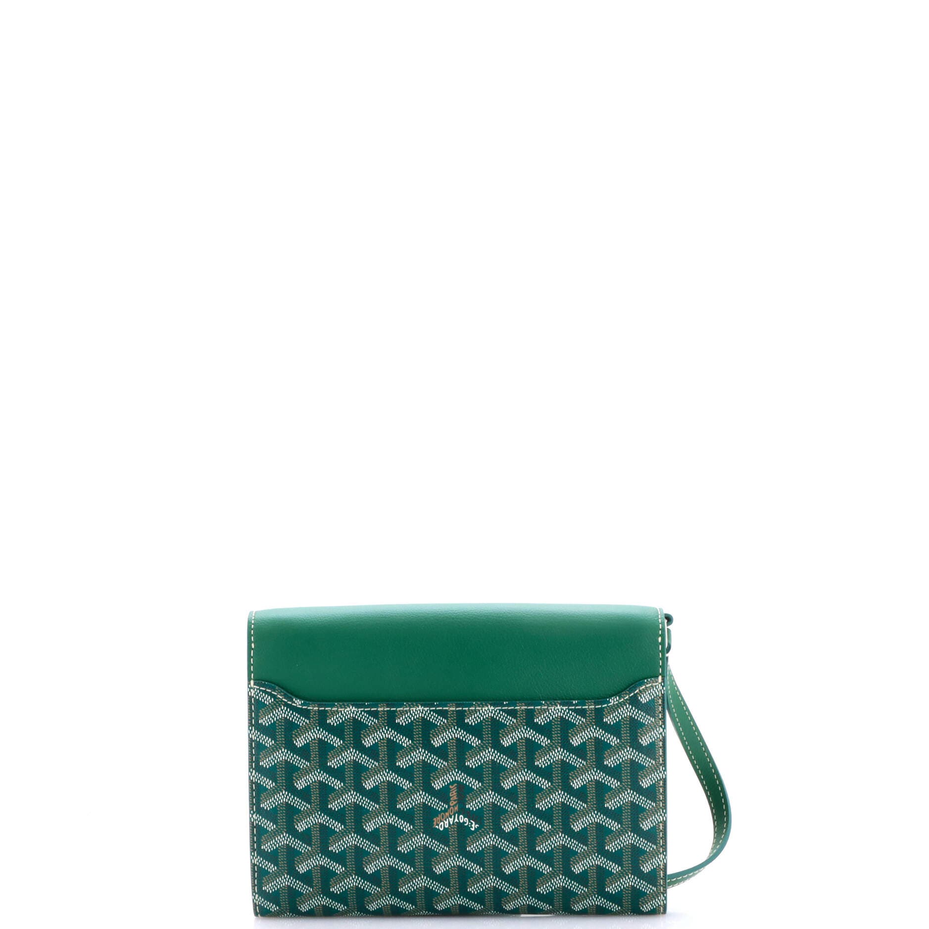Pre-Owned Goyard Chypre Wallet on Strap Coated Canvas with Leather, Alternate, color, Green