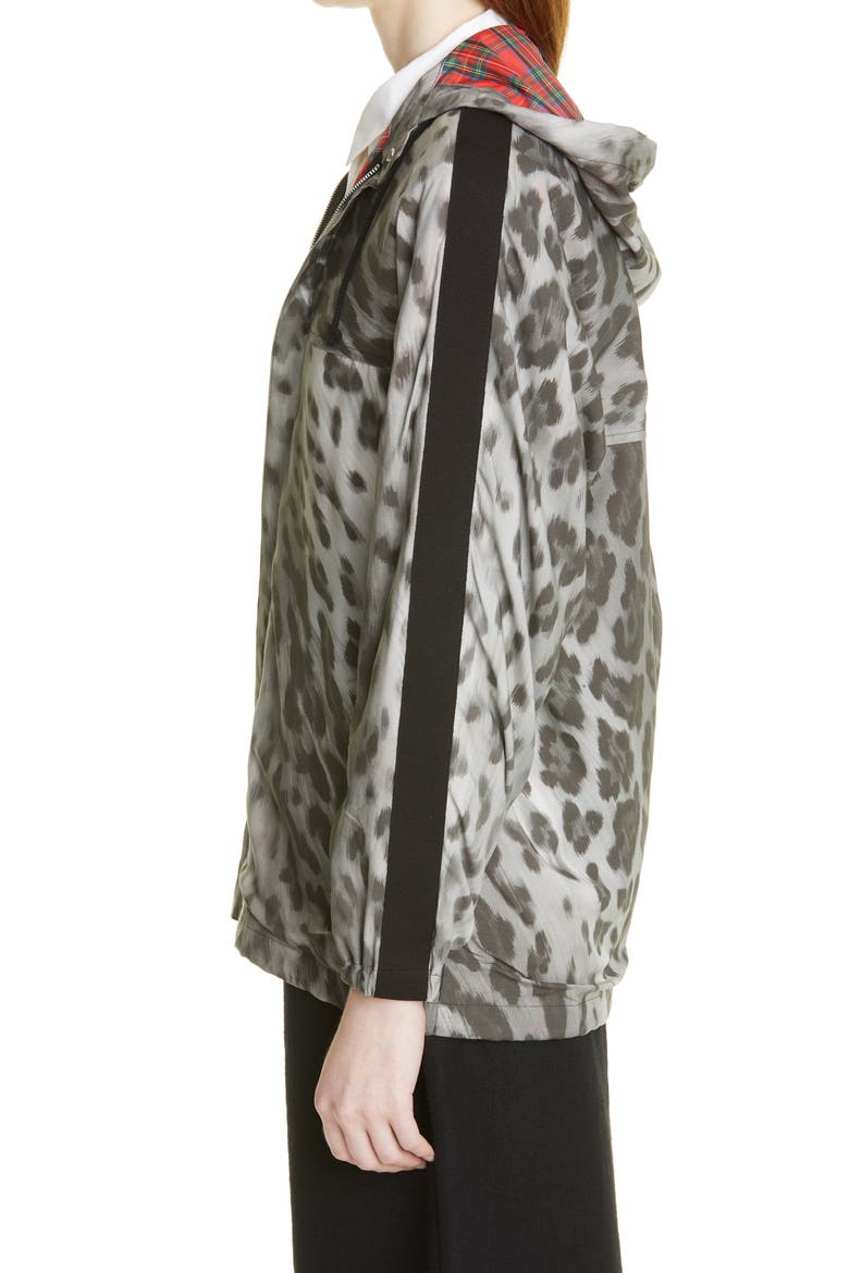 Leopard Print Hooded Jacket, Alternate, color, GREY