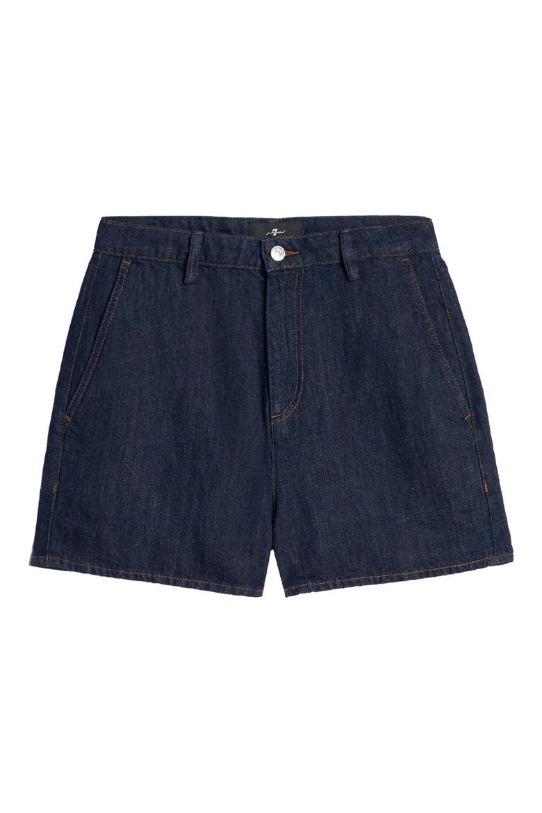 High Waist Cotton & Linen Denim Trouser Shorts, Alternate, color, BLOSSOM