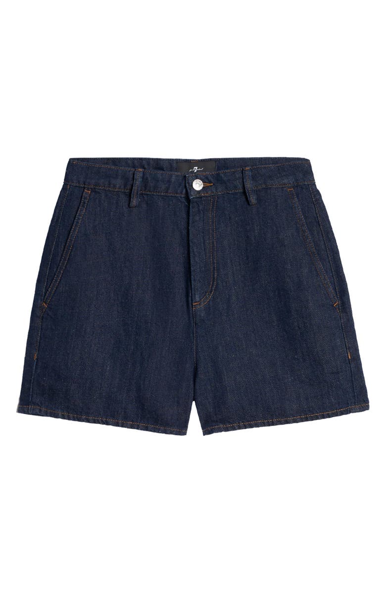 7 For All Mankind High Waist Cotton & Linen Denim Trouser Shorts, Alternate, color, 