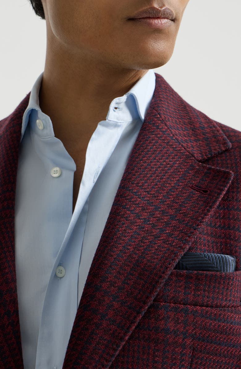 Brunello Cucinelli Silk chevron pocket square, Alternate, color, Blue