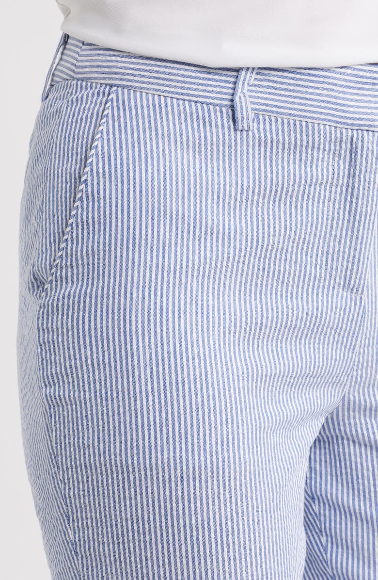 Tahari ASL Seersucker Straight Leg Pants, Alternate, color, Navy Ivory