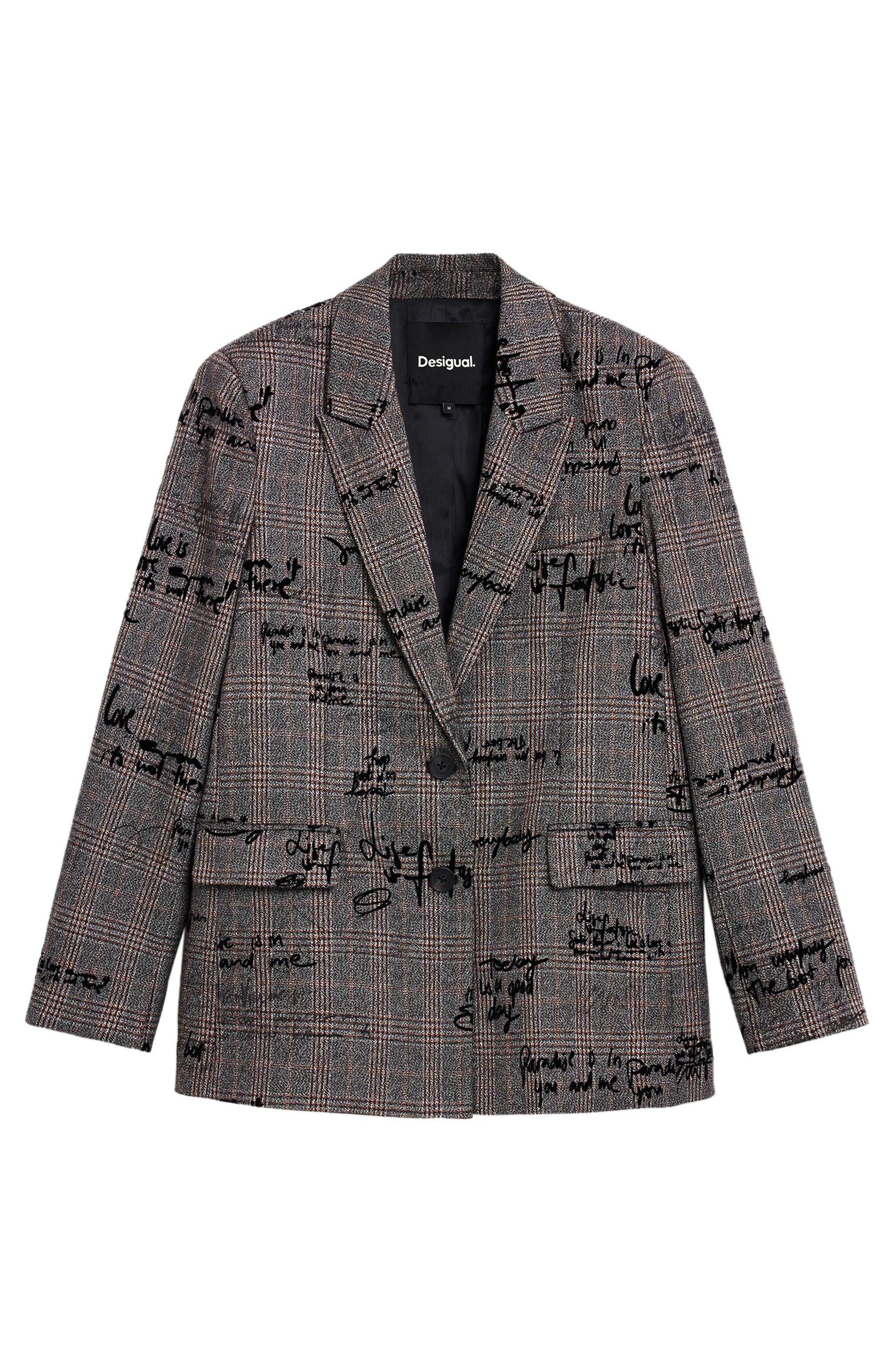 Desigual Textured Checked Blazer (Women) | Nordstrom