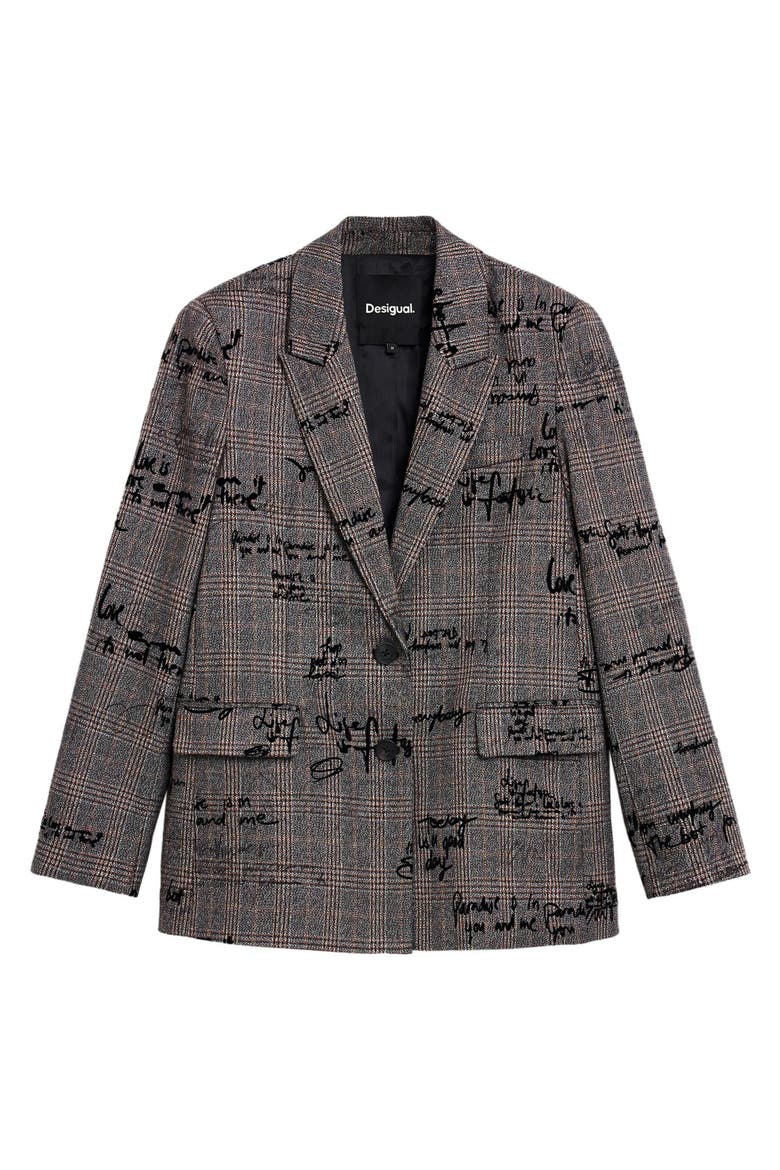 Textured Checked Blazer, Main, color, DARK GREY