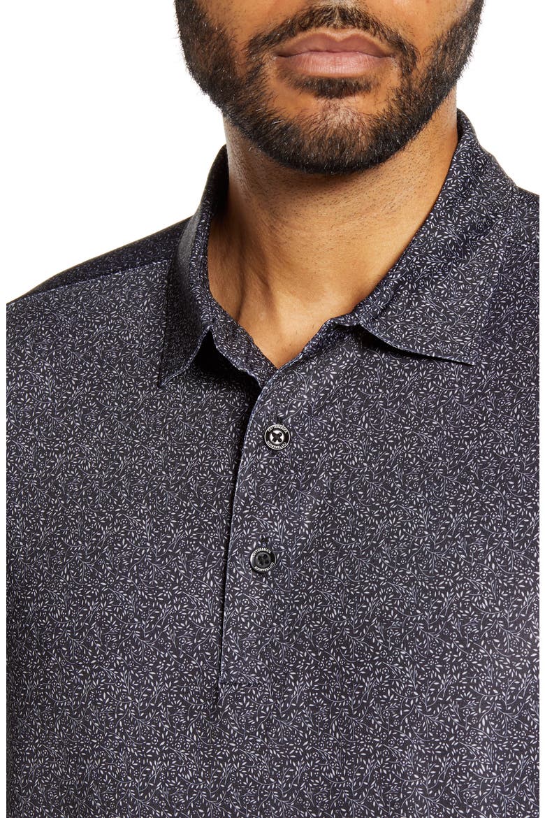Pike Micro Floral Print Polo, Alternate, color, BLACK
