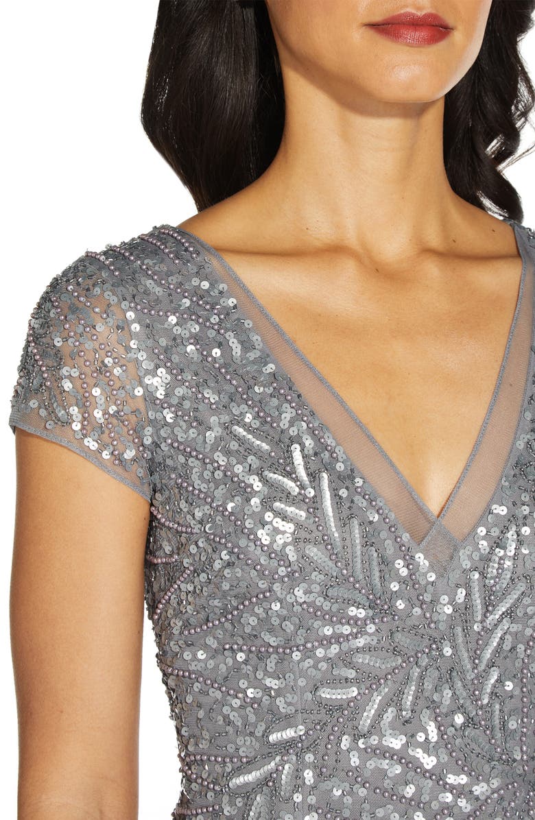 Adrianna Papell Beaded Mermaid Gown, Alternate, color,