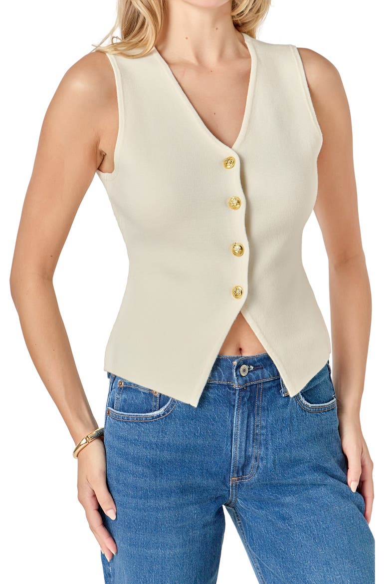 Button-Up Vest, Alternate, color, CREAM