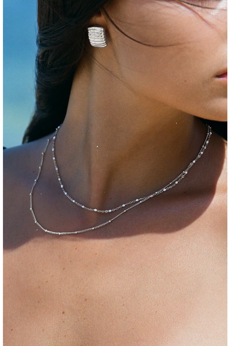 Double Beaded Choker, Alternate, color, Silver