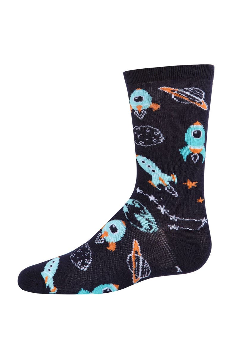 Rocket Ship Crew Socks, Main, color, Navy