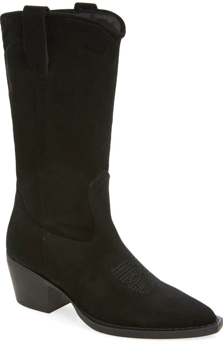 Steve Madden Anslee Western Boot, Main, color, Black Suede
