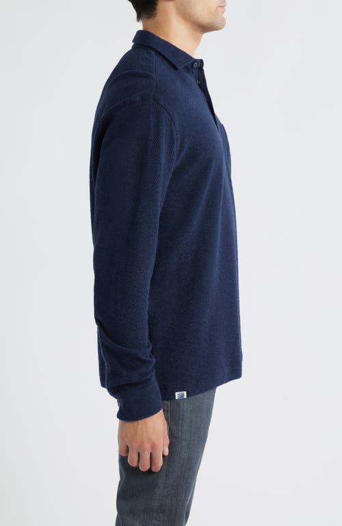 Johnnie-o Alwin Long Sleeve Polo In Blue