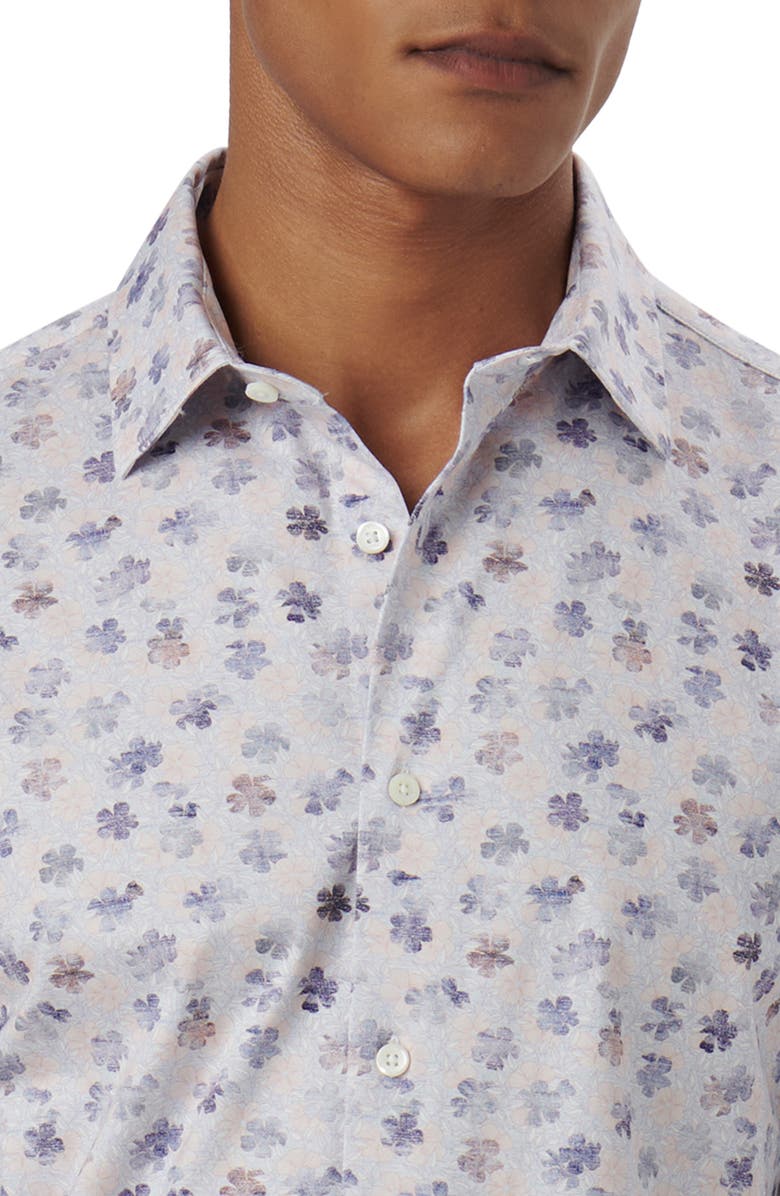 Bugatchi OoohCotton<sup>®</sup> Print Button-Up Shirt, Alternate, color, Salmon