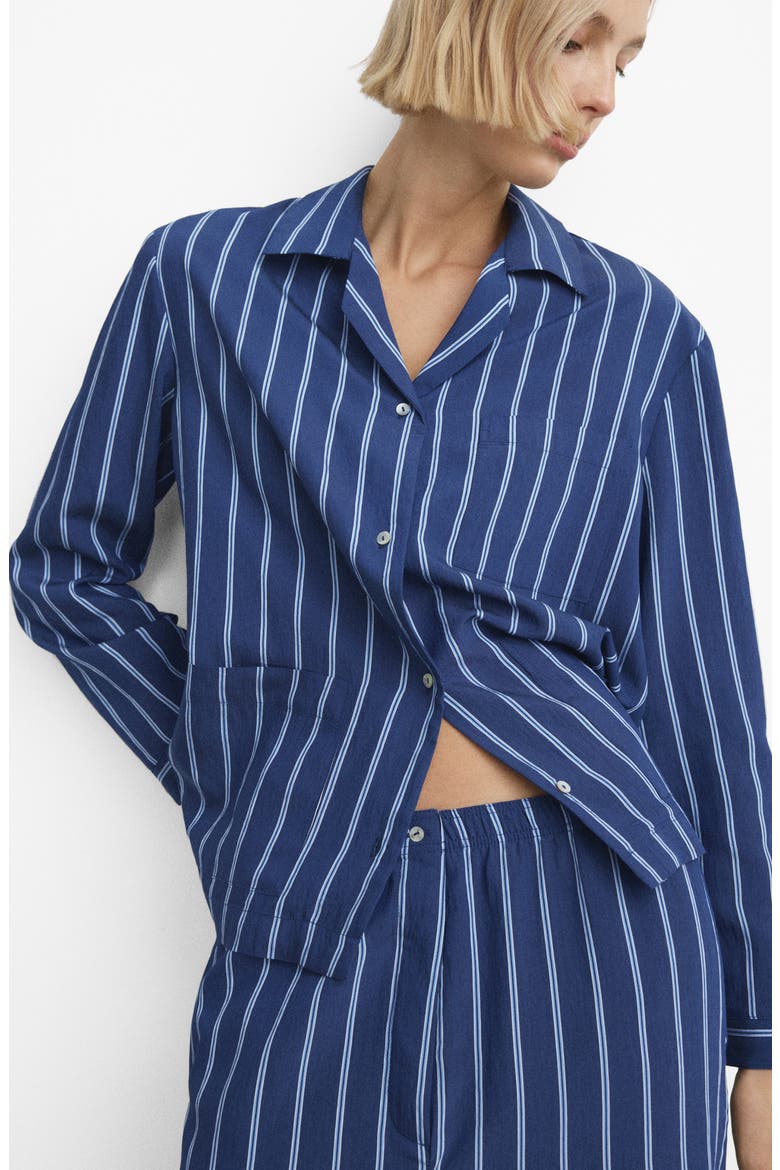 Stripe Button-Up Pajama Shirt, Alternate, color, INDIGO BLUE