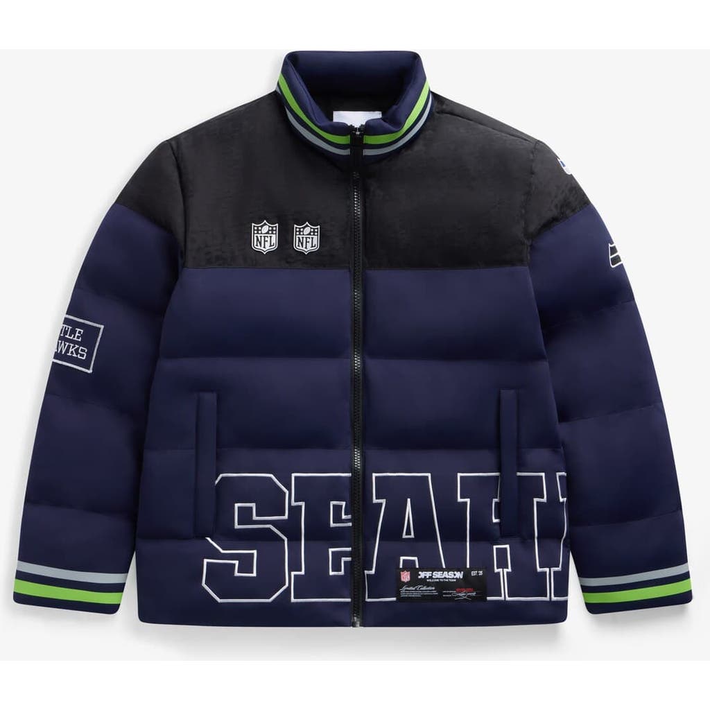 Off Season Unisex College Navy Seattle Seahawks Team Puffer Jacket In Blue