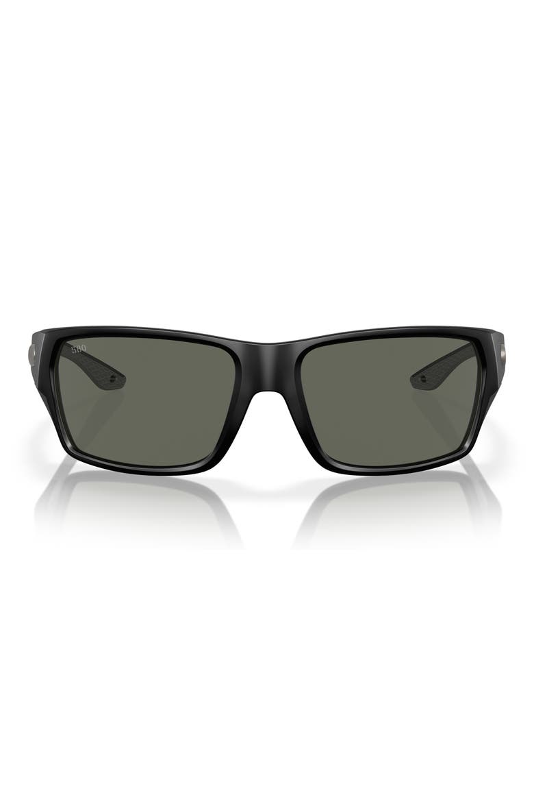 Tailfin 60mm Polarized Rectangular Sunglasses, Main, color, MATTE BLACK