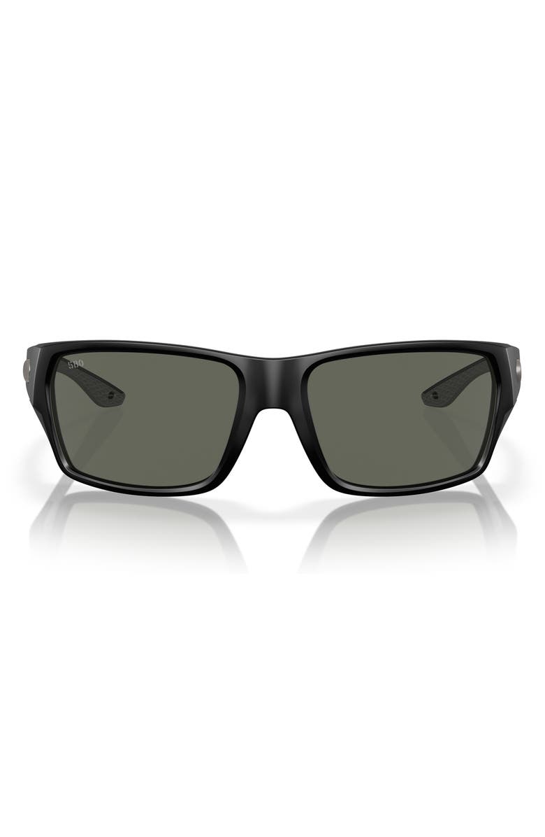 Costa Del Mar Tailfin 60mm Polarized Rectangular Sunglasses, Main, color, Matte Black