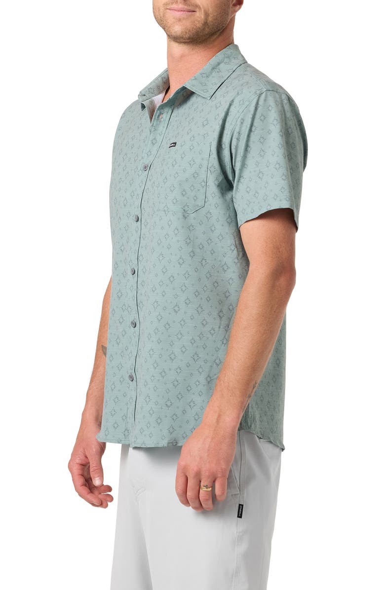 O'Neill UPF Slub Standard Short Sleeve Performance Button-Up Shirt, Alternate, color, Sage