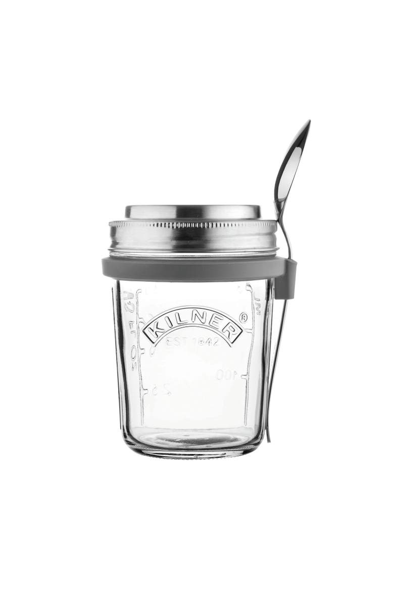 Parfait & Overnight Oats Jar Set, 350ml Glass Breakfast Jar with Spoon, Main, color, Clear