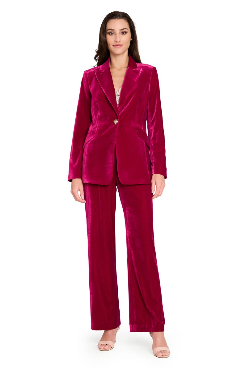 Tahari ASL Velvet Jacket, Alternate, color, Magneta