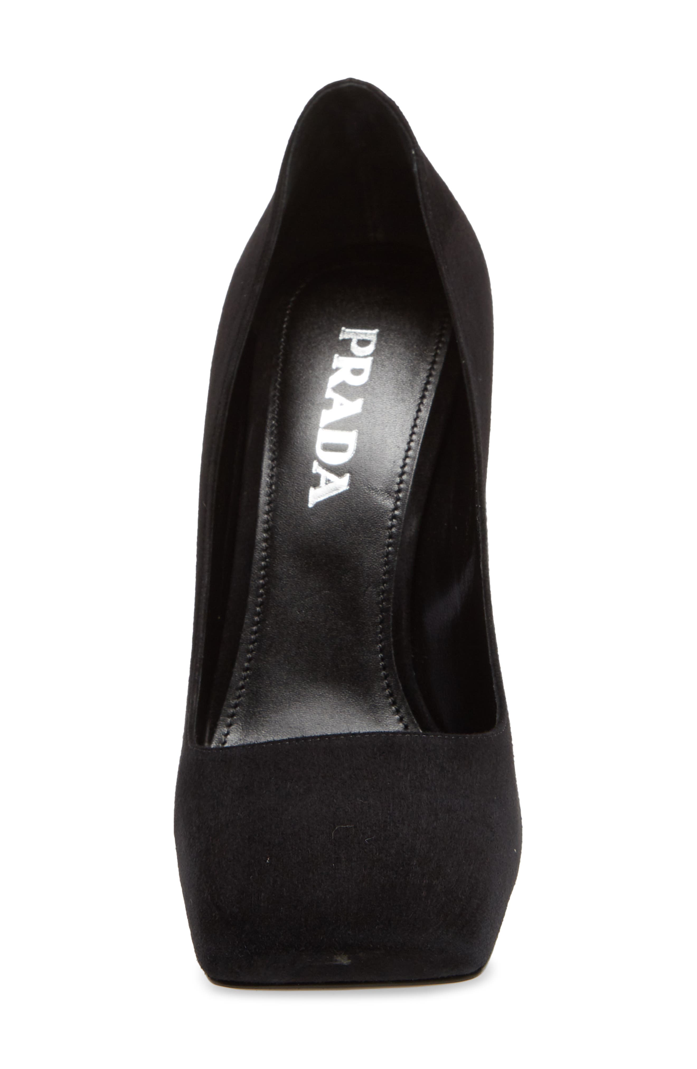 Prada Square Toe Block Heel Suede Pump, Alternate, color, 