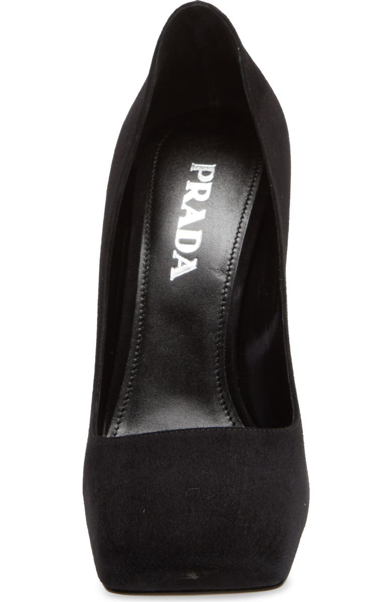 Prada Square Toe Block Heel Suede Pump, Alternate, color,