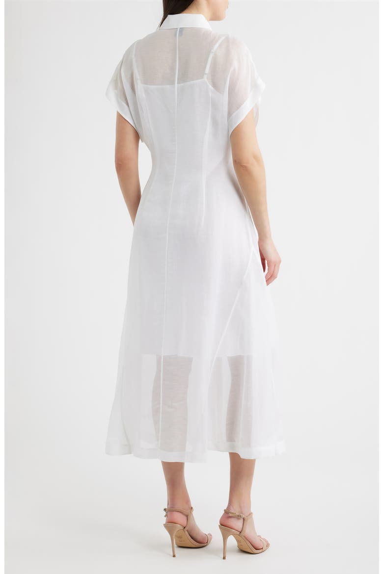Davinata Pleated Sheer Shirtdress, Alternate, color, BRIGHT WHITE
