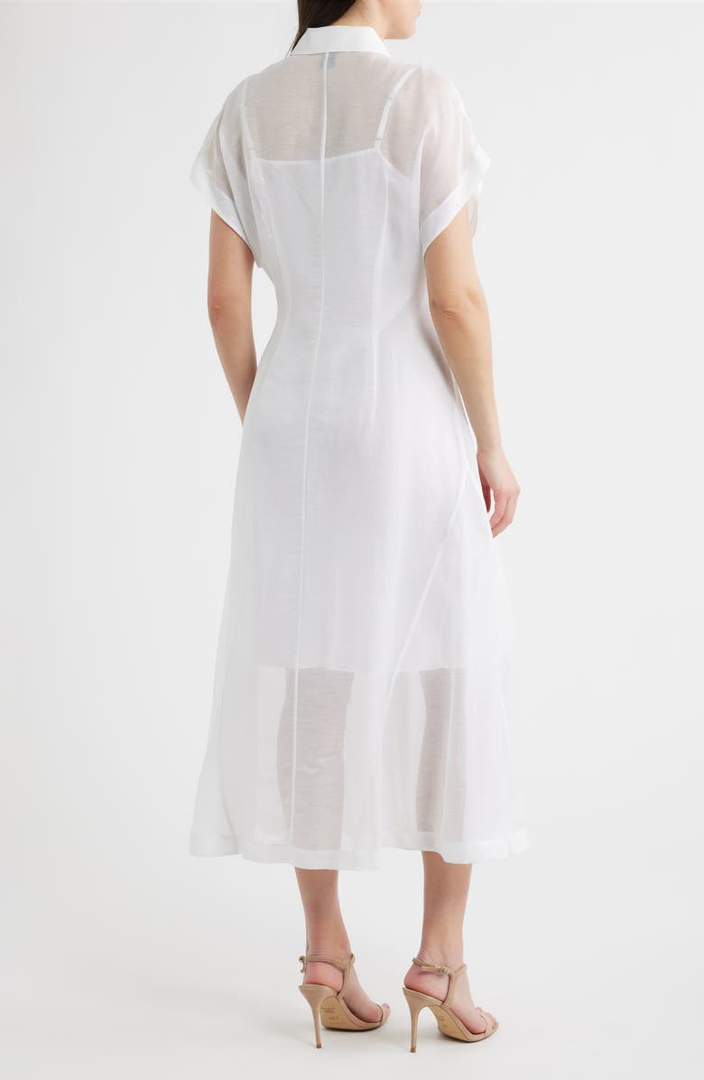 BOSS Davinata Pleated Sheer Shirtdress, Alternate, color, Bright White