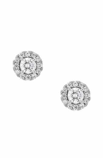 Frankie & Zoe 14K White Gold Lab Grown Round Diamond Halo Stud Earrings
