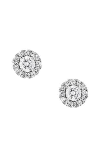 Frankie & Zoe 14k White Gold Lab Grown Round Diamond Halo Stud Earrings