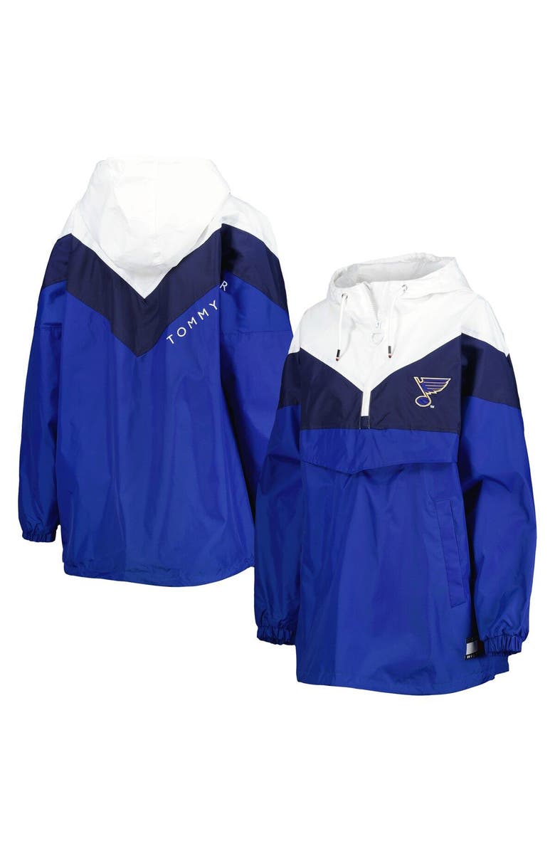 Tommy Hilfiger Women's Tommy Hilfiger Blue/Navy St. Louis Blues Staci Half-Zip Windbreaker Jacket, Main, color, 