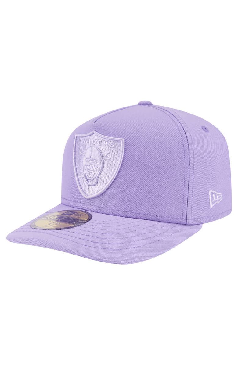 New Era Men's New Era Light Purple Las Vegas Raiders Color Pack A-Frame 59FIFTY Fitted Hat, Alternate, color,