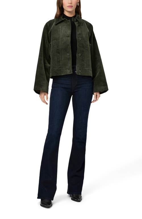 Paige Tylee Boxy Corduroy Jacket In Dark Fern Green