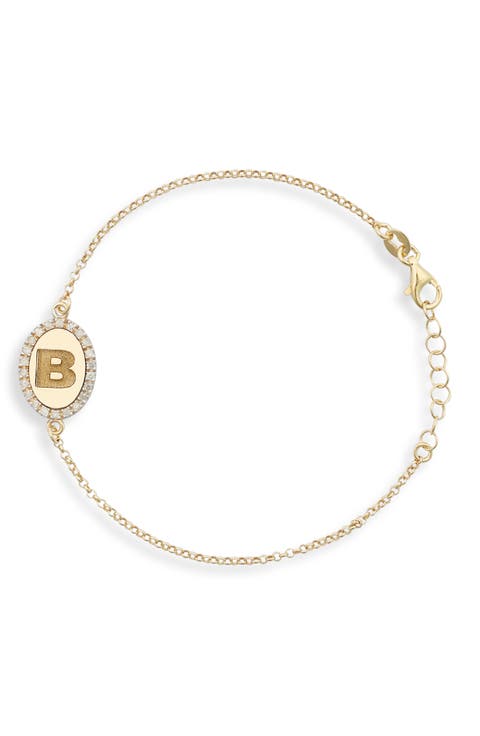 Diamond Initial Disc Bracelet