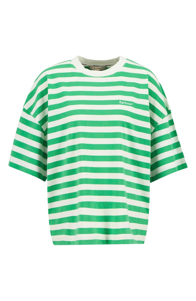 Barbour Abby Stripe Oversize Logo T-Shirt, Alternate, color, White Kelly Green
