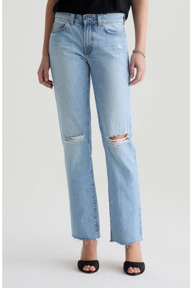 Sandra Ripped Low Rise Slim Straight Leg Jeans, Main, color, SOFT FOCUS DESTRUCTED