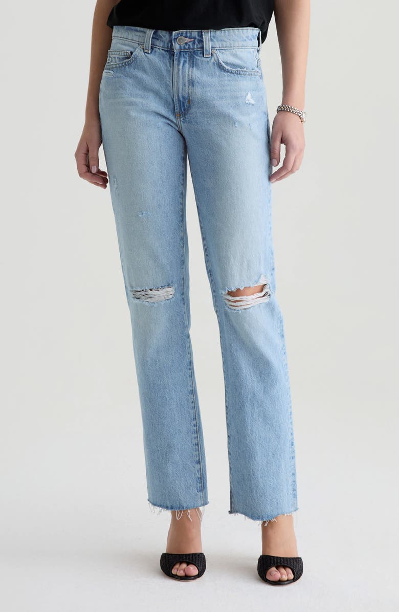 AG Sandra Ripped Low Rise Slim Straight Leg Jeans, Main, color, Soft Focus Destructed