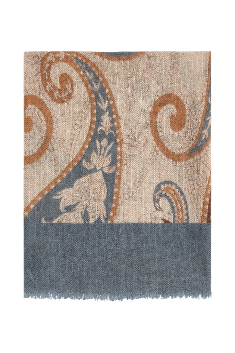 Soizic Paisley Print Scarf, Main, color, Medium Gray