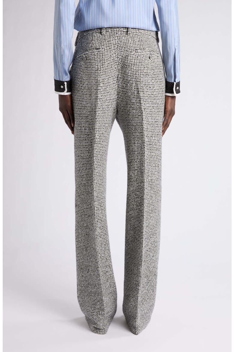 Sequin Chevron Wool Blend Tweed Wide Leg Pants, Alternate, color, CREAM/ BLACK