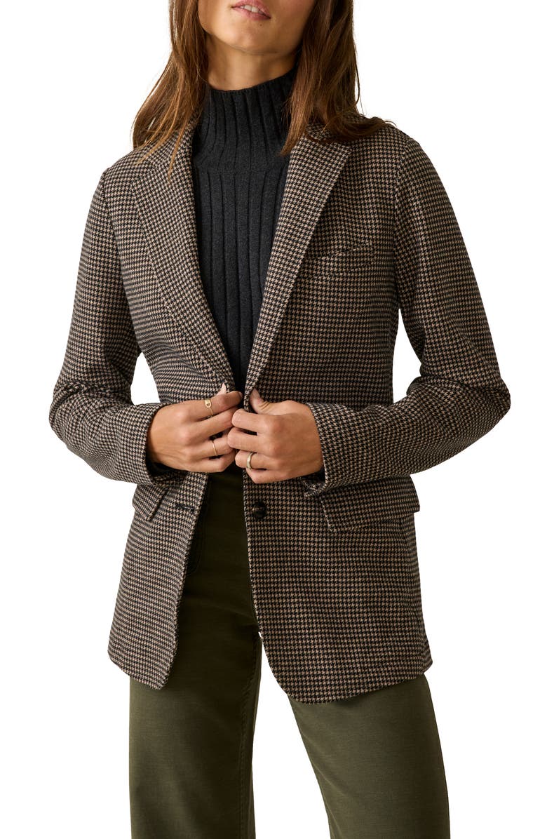 Faherty Inlet Houndstooth Knit Tweed Blazer, Main, color, Mocha Mountain Houndstooth