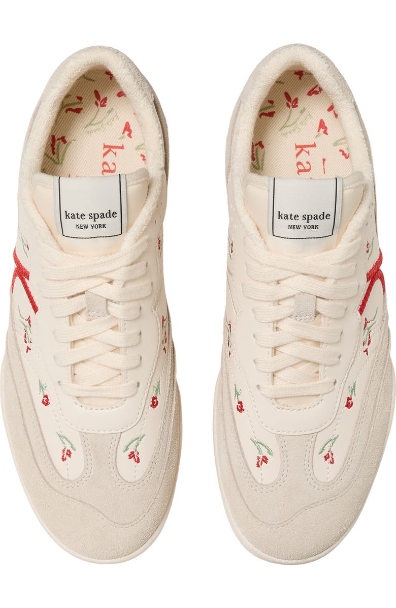 Kate Spade New York floral embroidered sneaker, Alternate, color, Cream/ Barberry
