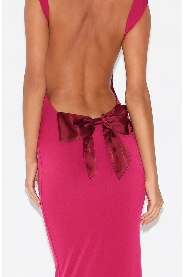 Zita Open Back Evening Dress, Alternate, color, SALSA RED