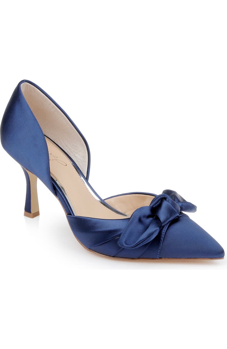Jewel Badgley Mischka Emelia d'Orsay Pointed Toe Pump, Main, color, Navy Satin