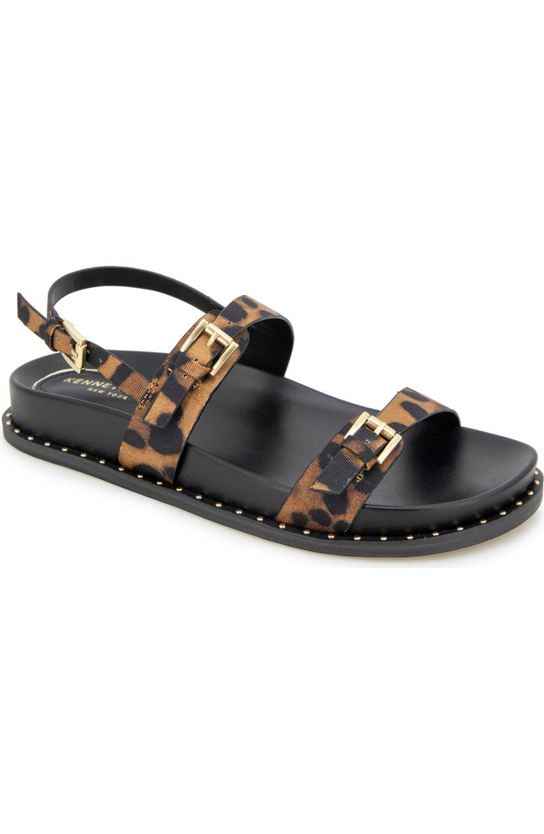 Kenneth Cole Drinity Flat Slingback Sandal, Main, color, Leopard Fabric